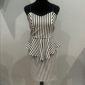 Striped Black and White Peplum Dress Charlotte Russe small
